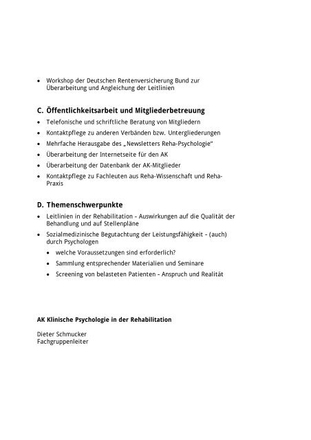 Tätigkeitsbericht 2008 - BDP - Sektion Klinische Psychologie