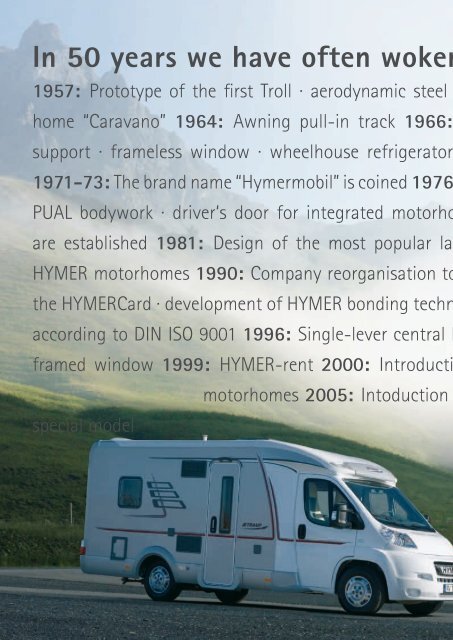 Experience Tomorrow Today A Journey Through ... - 50 Jahre HYMER