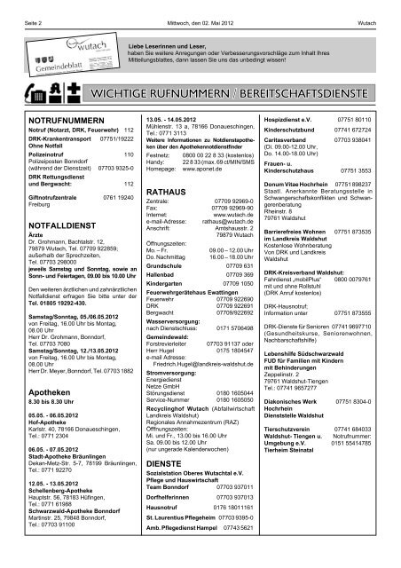 Mitteilungsblatt2012-9.pdf - der Gemeinde Wutach