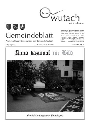 Mitteilungsblatt2011-12.pdf - der Gemeinde Wutach