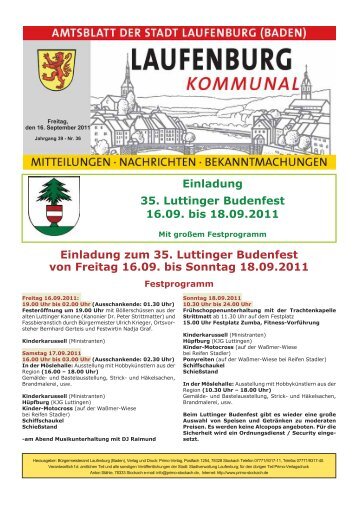 Einladung 35. Luttinger Budenfest 16.09. bis 18.09.2011 Einladung ...