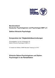 Tätigkeitsfeldbeschreibung - BDP - Sektion Klinische Psychologie