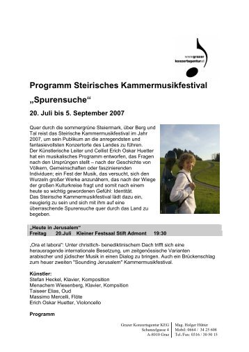 Programm Steirisches Kammermusikfestival ... - Stift Admont