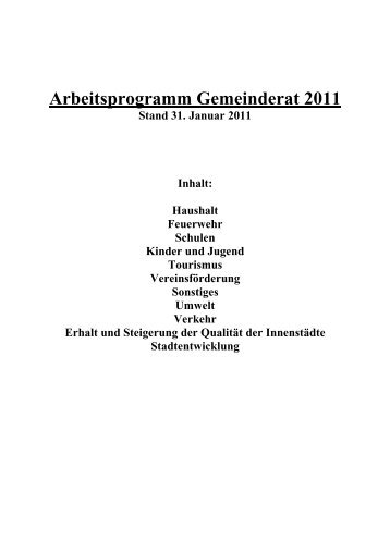 Arbeitsprogramm Gemeinderat 2011 - Stadt Waldshut-Tiengen