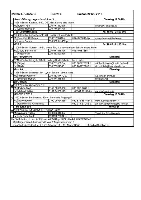 Alle Spielunterlagen der Saison 2012/2013 auf einen ... - FVTT-Berlin