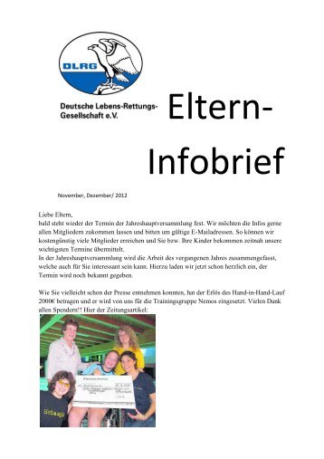 Eltern-Infobrief - DLRG - Ortsgruppe Waldshut-Tiengen eV