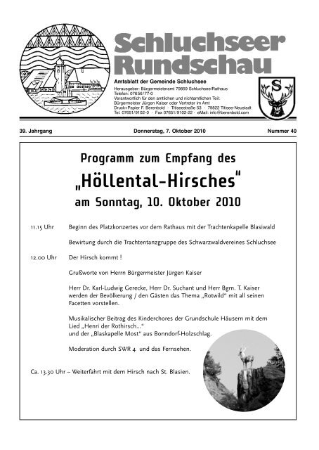 Amtsblatt Nr. 40.pdf - Gemeinde Schluchsee