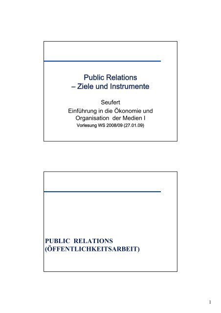 Public Relations – Ziele und Instrumente