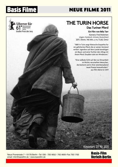 NEUE FILME 2011 THE TURIN HORSE - Basis-Film Verleih Berlin