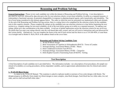 Reasoning and Problem Solving - matrics