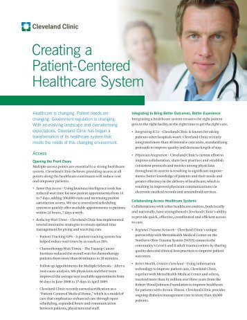 Creating a Patient-Centered Healthcare System - Cleveland Clinic