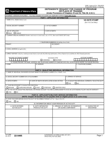 dependents' request for change of program or place of training