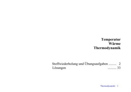 Temperatur Wärme Thermodynamik