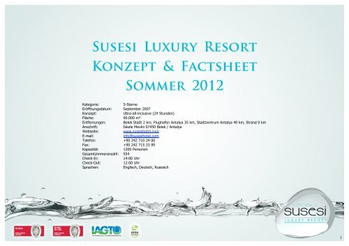 Susesı Luxury Resort Konzept & Factsheet Sommer 2012 - Susesi