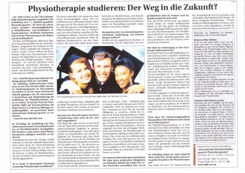 Physiotherapie studieren: Der Weg in die Zukunft? - ESO