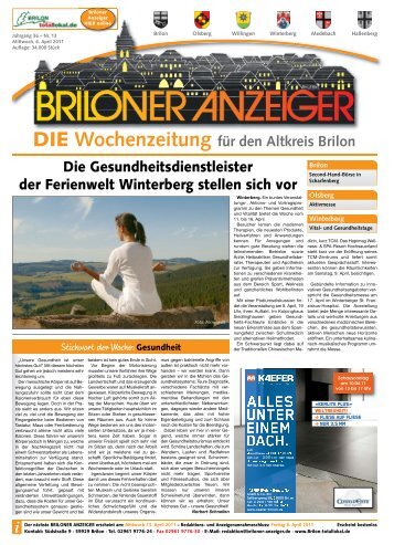 DIE Wochenzeitung für den Altkreis Brilon Die ... - Briloner Anzeiger