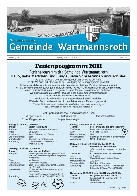 Gemeindebote - Gemeinde Wartmannsroth
