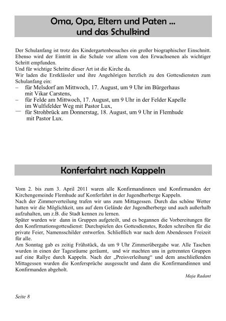 Sommer 2011 - Kirchengemeinde Flemhude