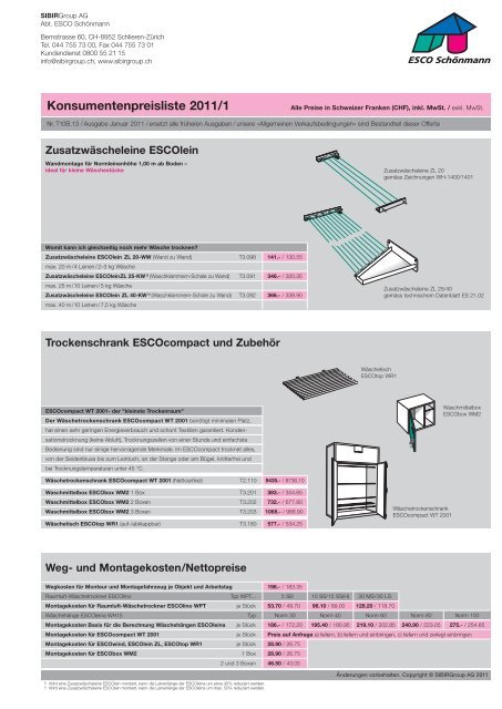 Konsumentenpreisliste 2011/1 - Sibir