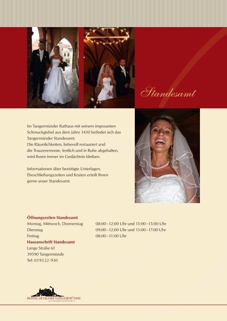 Hochzeitsmappe als PDF - Hotel Schloss Tangermünde