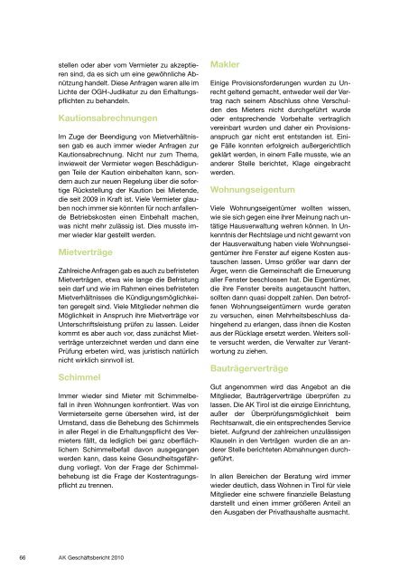 Geschäftsbericht 2010 - AK - Tirol
