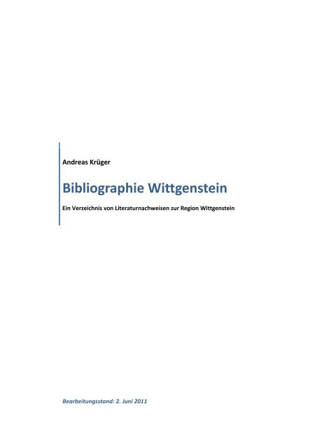 Andreas Kruger Bibliographie Wittgenstein