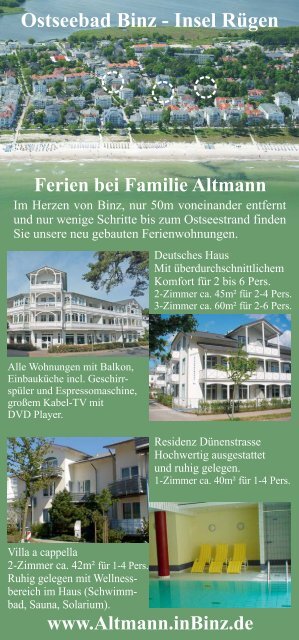 Ostseebad Binz - Insel Rügen Ferien bei Familie Altmann