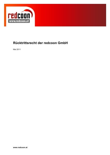 Rücktrittsrecht der redcoon GmbH