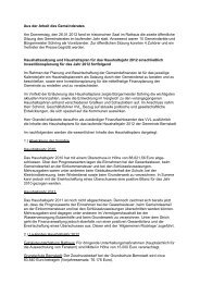 Bericht Gemeinderatsitzung vom 26.01.2012 - Bernstadt