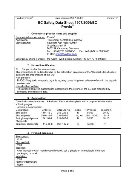 Safety Data Sheet - favodent