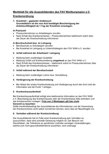 Krankenordnung als pdf - FAV