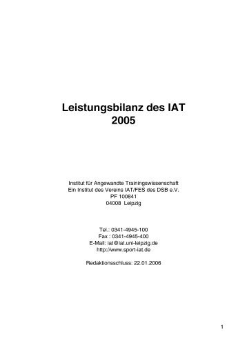 Leistungsbilanz des IAT 2005 - Institut für Angewandte ...