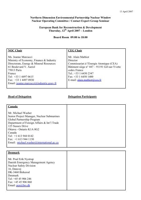 Northern Dimension Environmental Partnership Nuclear ... - IAEA