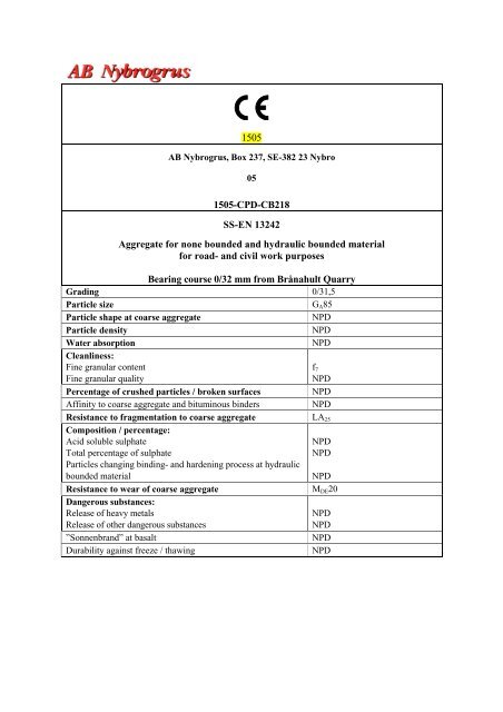 CE-deklaration 0-32 Brån, eng - AB Nybrogrus