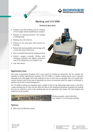 Marking unit 313 VVM - Borries Markier-Systeme GmbH