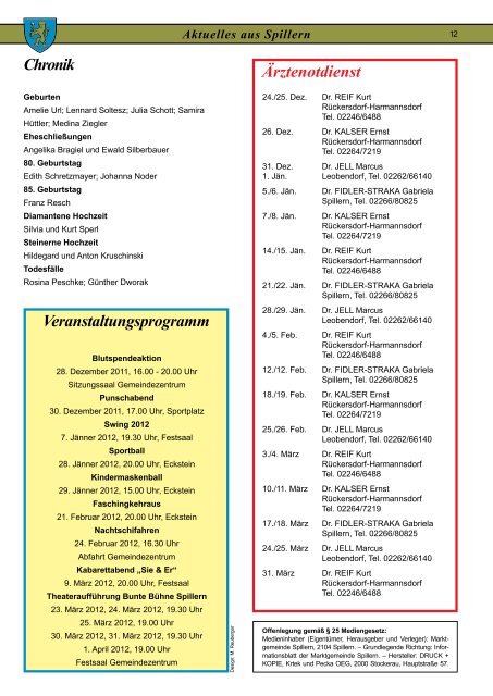 Informationsblatt Dezember 2011 - Spillern