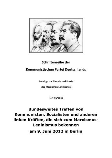 Schriftenreihe der Kommunistischen Partei Deutschlands ...