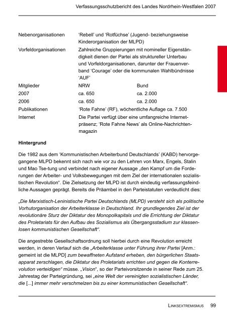 Bericht des Verfassungsschutzes über das Jahr 2007 - MIK NRW
