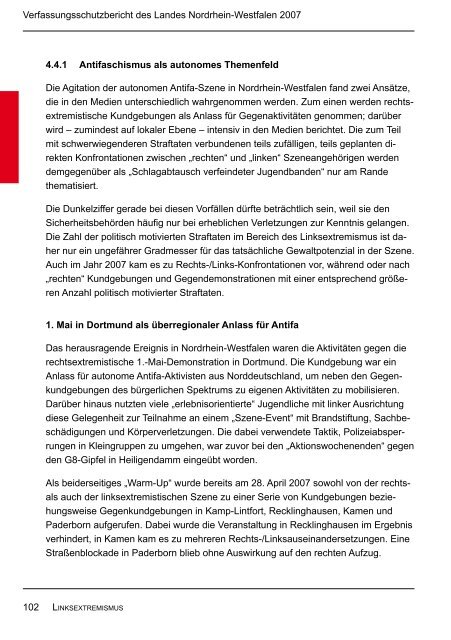 Bericht des Verfassungsschutzes über das Jahr 2007 - MIK NRW