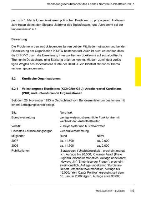 Bericht des Verfassungsschutzes über das Jahr 2007 - MIK NRW