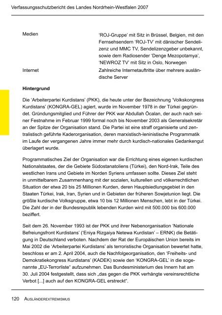 Bericht des Verfassungsschutzes über das Jahr 2007 - MIK NRW