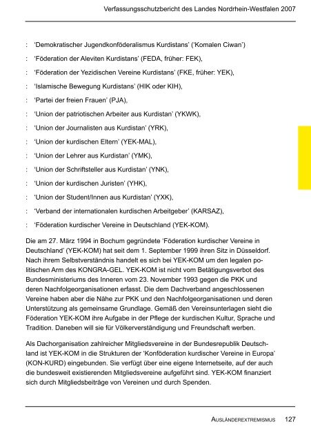 Bericht des Verfassungsschutzes über das Jahr 2007 - MIK NRW