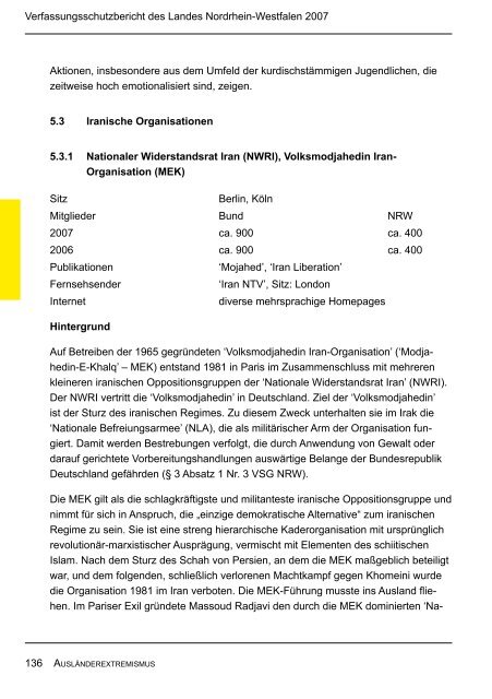 Bericht des Verfassungsschutzes über das Jahr 2007 - MIK NRW