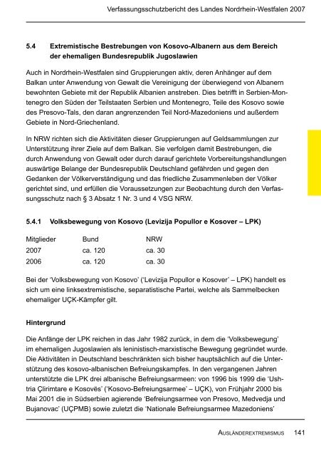 Bericht des Verfassungsschutzes über das Jahr 2007 - MIK NRW