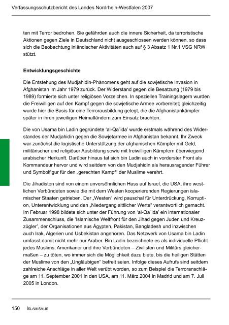 Bericht des Verfassungsschutzes über das Jahr 2007 - MIK NRW