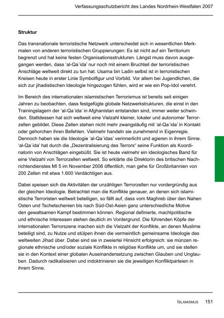 Bericht des Verfassungsschutzes über das Jahr 2007 - MIK NRW