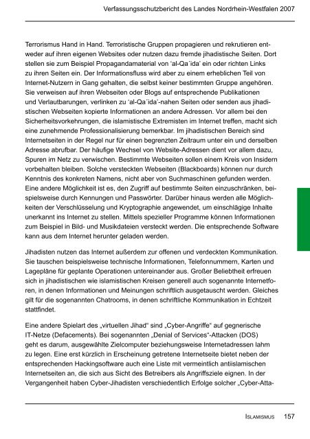 Bericht des Verfassungsschutzes über das Jahr 2007 - MIK NRW