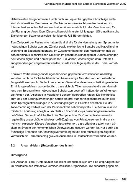 Bericht des Verfassungsschutzes über das Jahr 2007 - MIK NRW