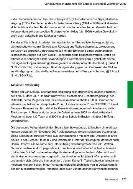 Bericht des Verfassungsschutzes über das Jahr 2007 - MIK NRW