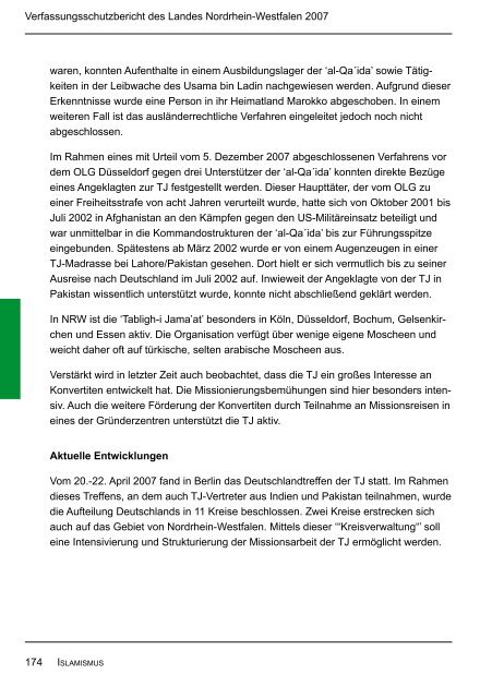 Bericht des Verfassungsschutzes über das Jahr 2007 - MIK NRW